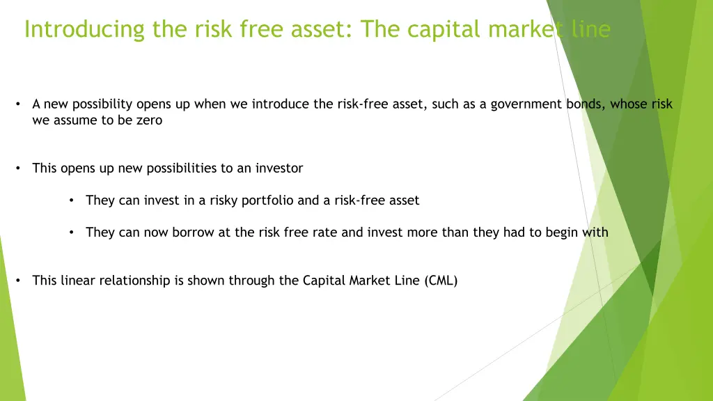 introducing the risk free asset the capital