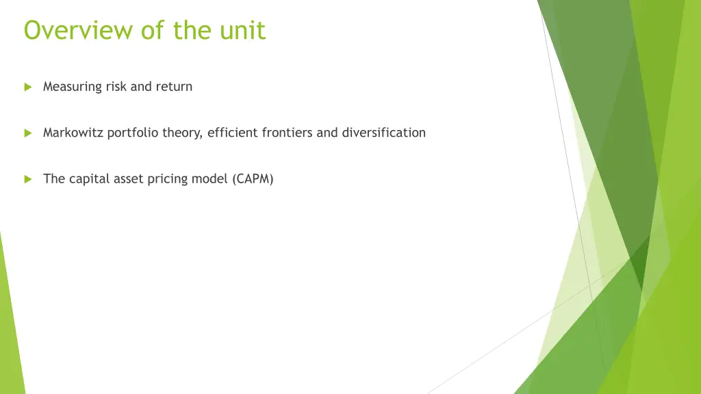 overview of the unit