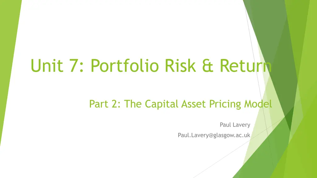 unit 7 portfolio risk return