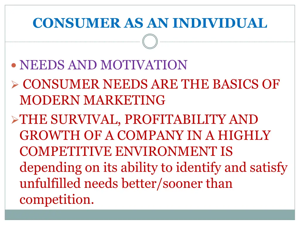consumer as an individual