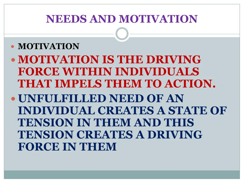 needs and motivation 1