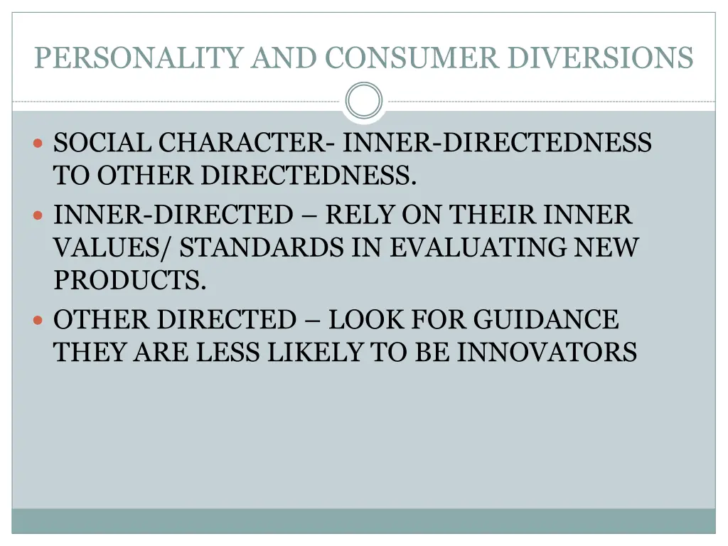 personality and consumer diversions 1