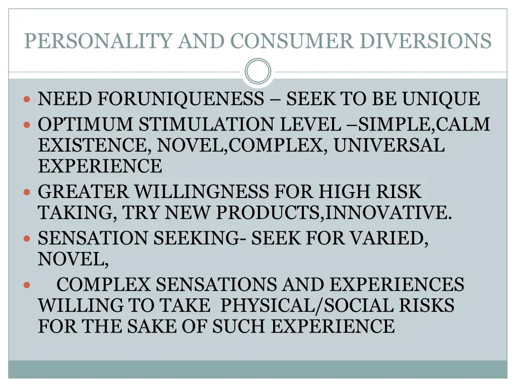 personality and consumer diversions 2