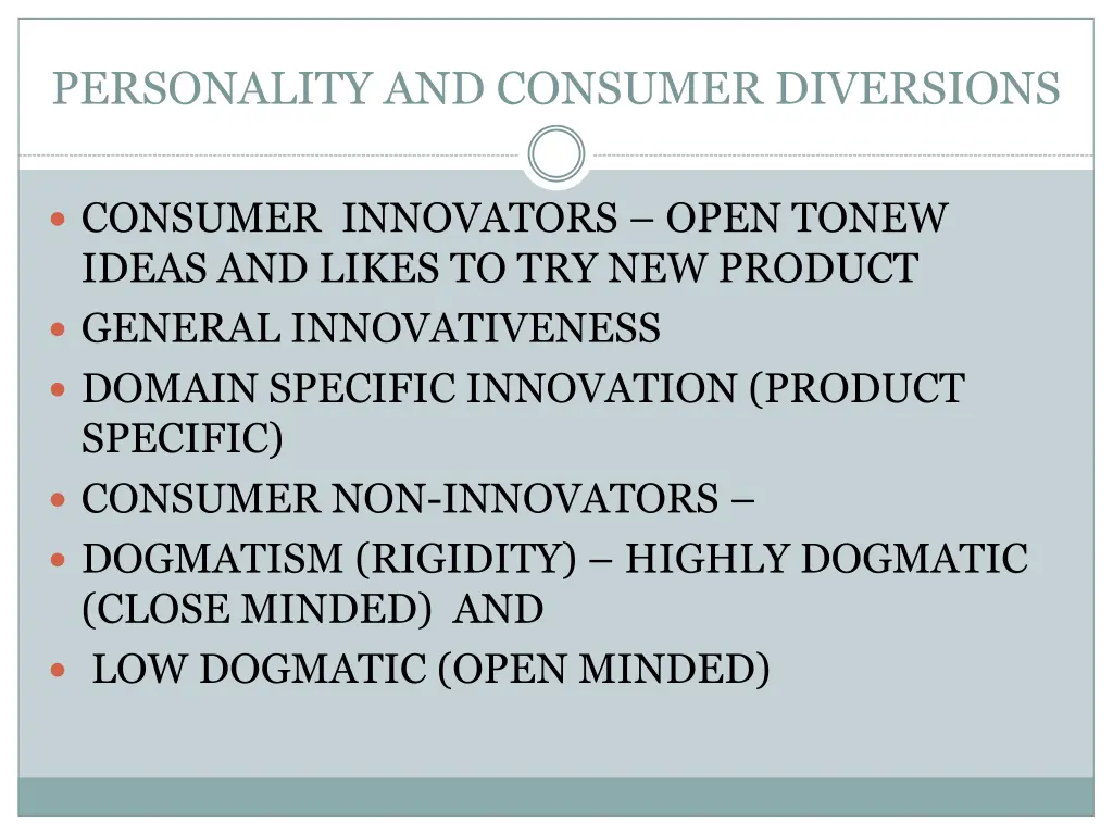 personality and consumer diversions