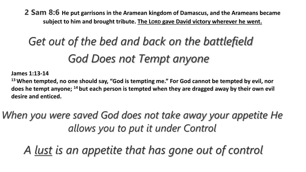 2 sam 8 6 he put garrisons in the aramean kingdom