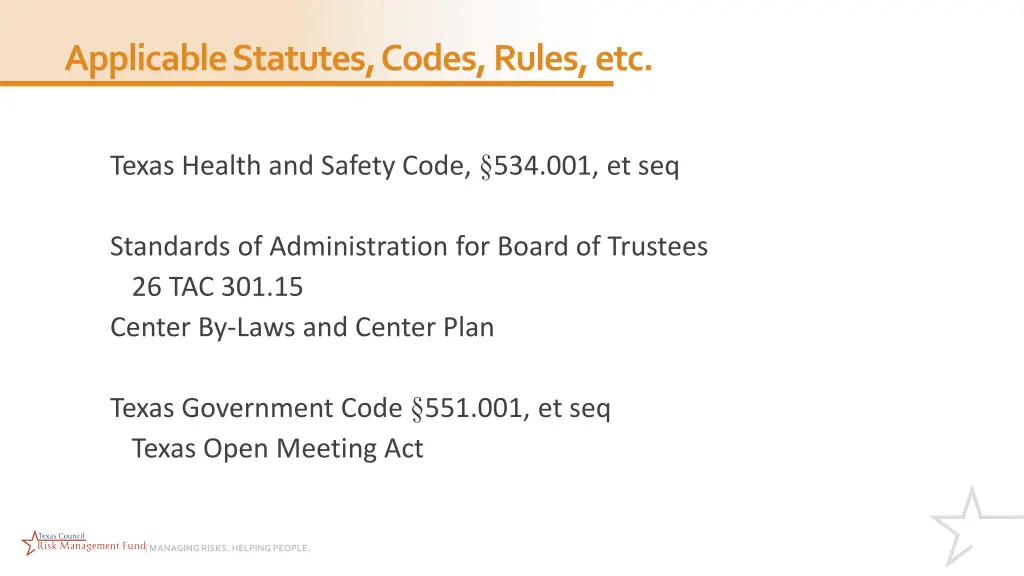 applicable statutes codes rules etc