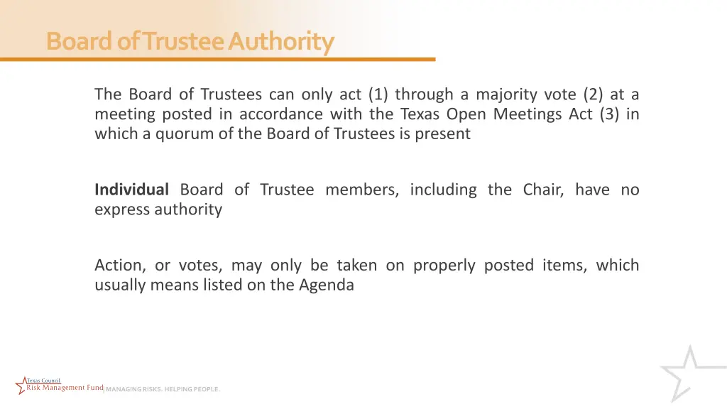 board of trustee authority