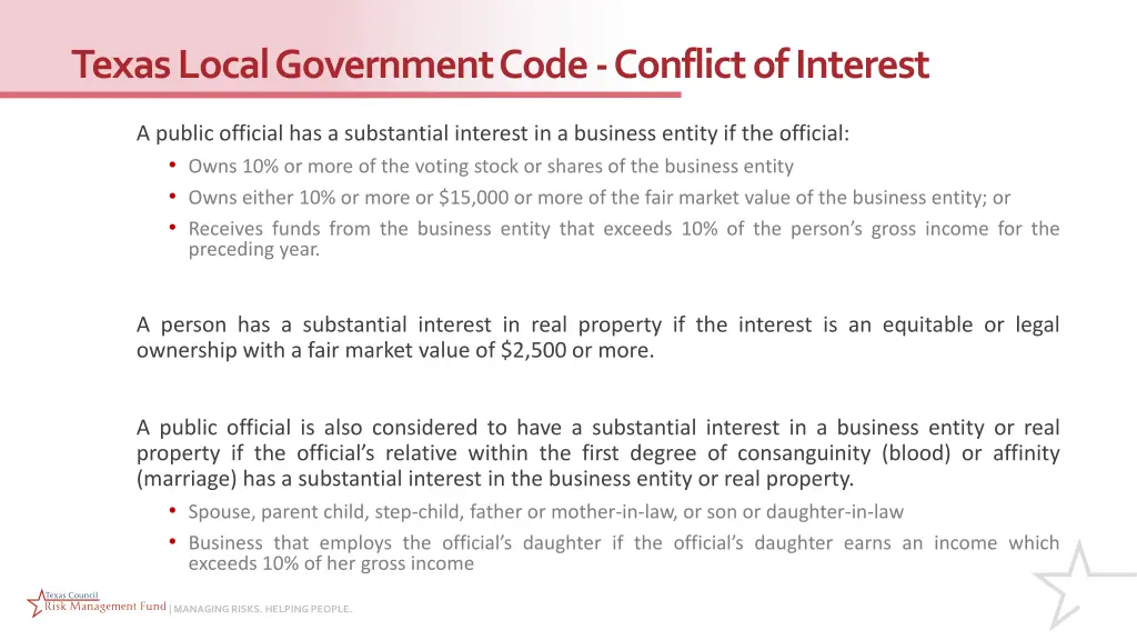 texas local government code conflict of interest 1