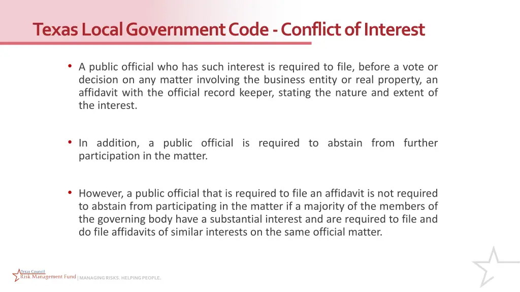 texas local government code conflict of interest 2