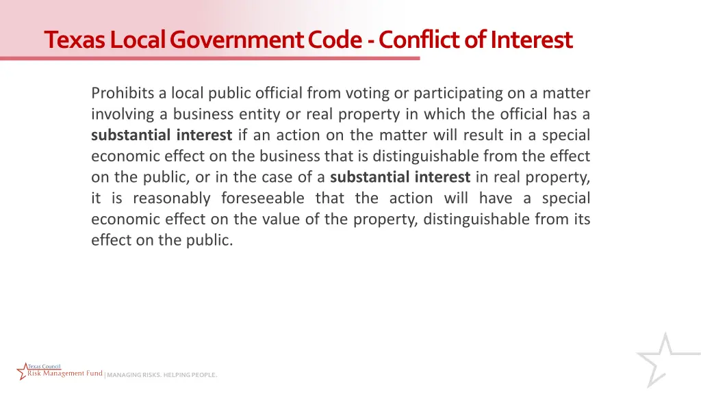 texas local government code conflict of interest