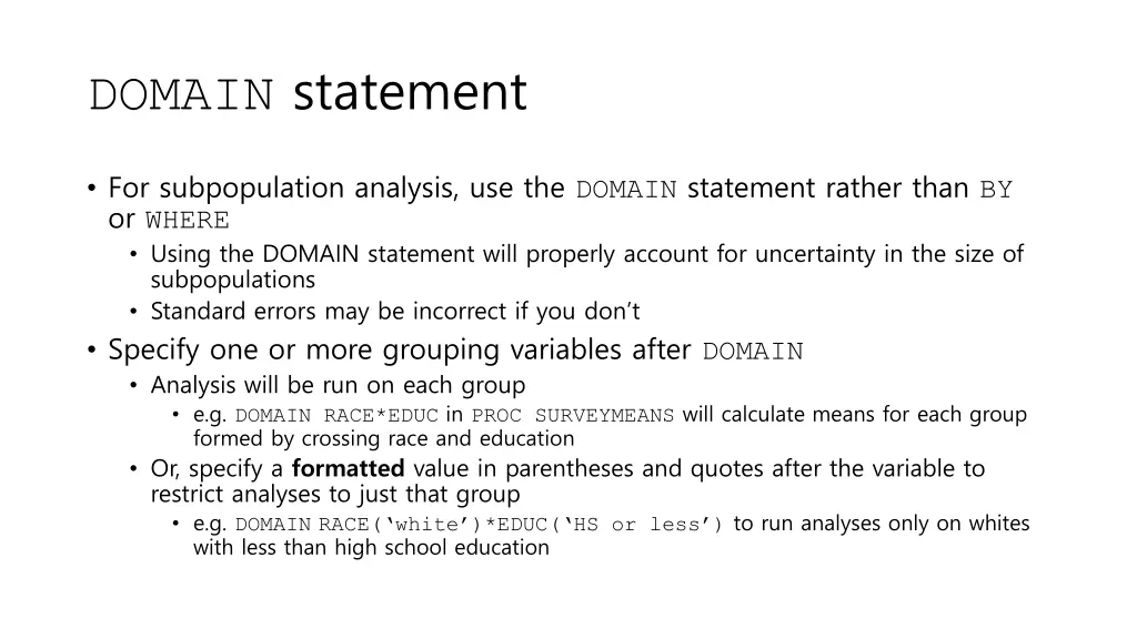 domain statement