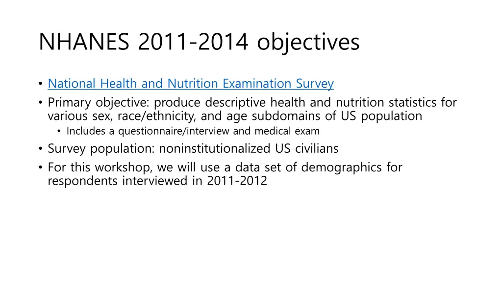 nhanes 2011 2014 objectives