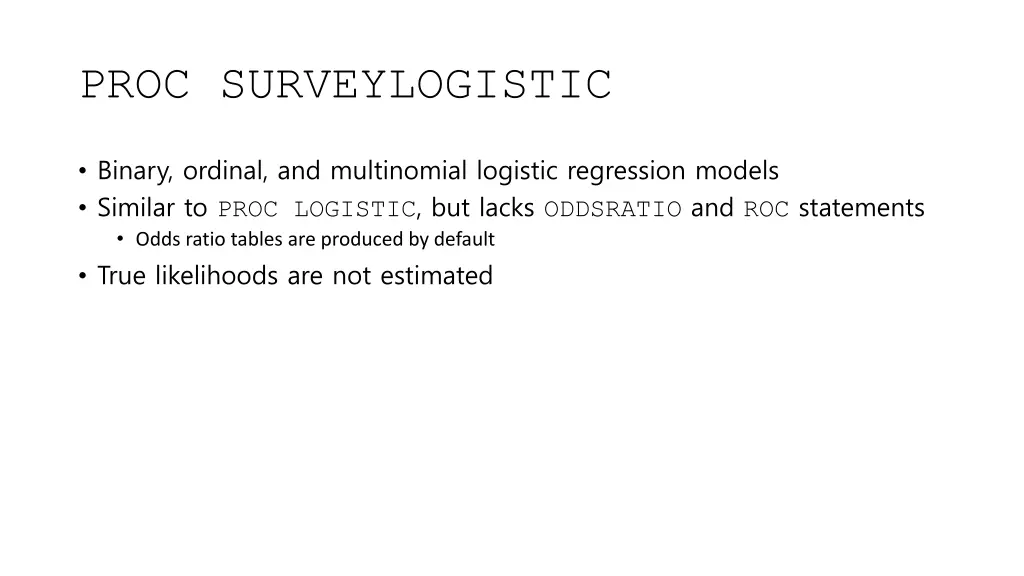 proc surveylogistic