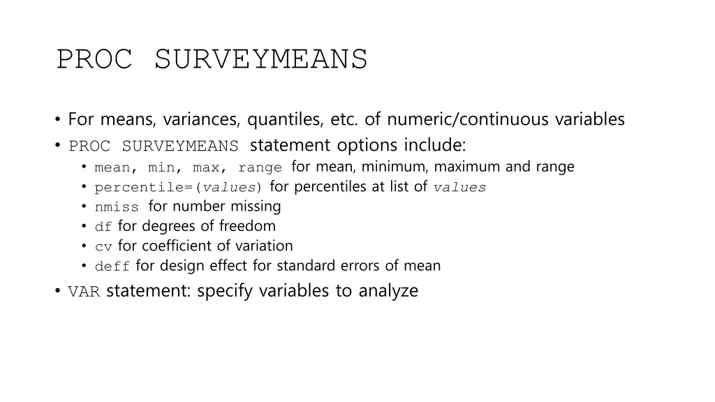 proc surveymeans