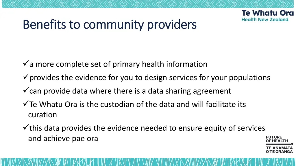 benefits to community providers benefits