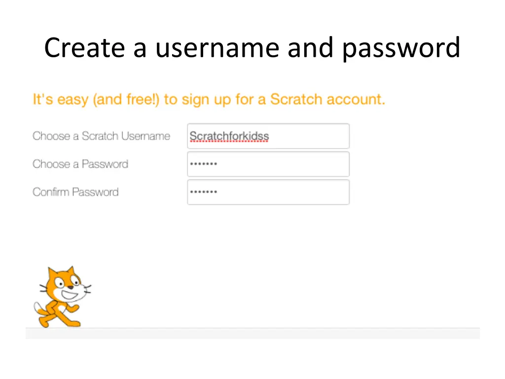 create a username and password