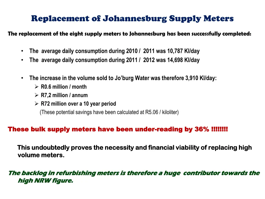 replacement of johannesburg supply meters