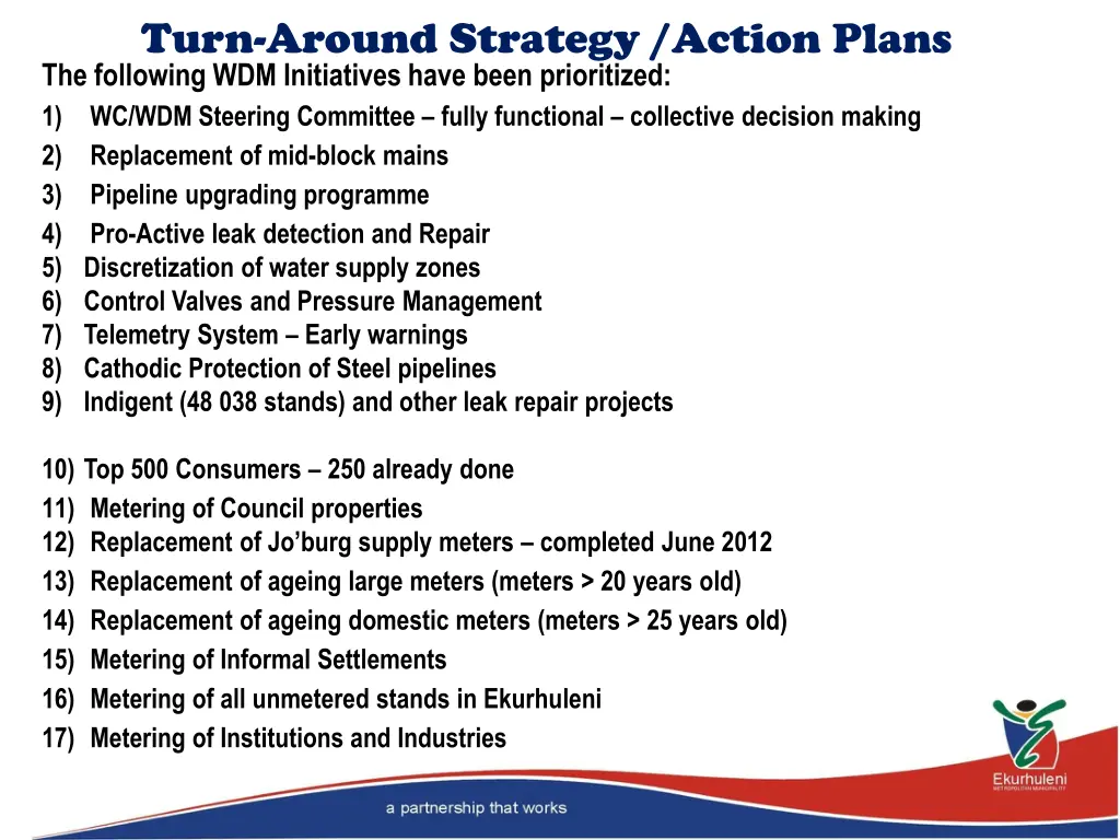 turn around strategy action plans the following