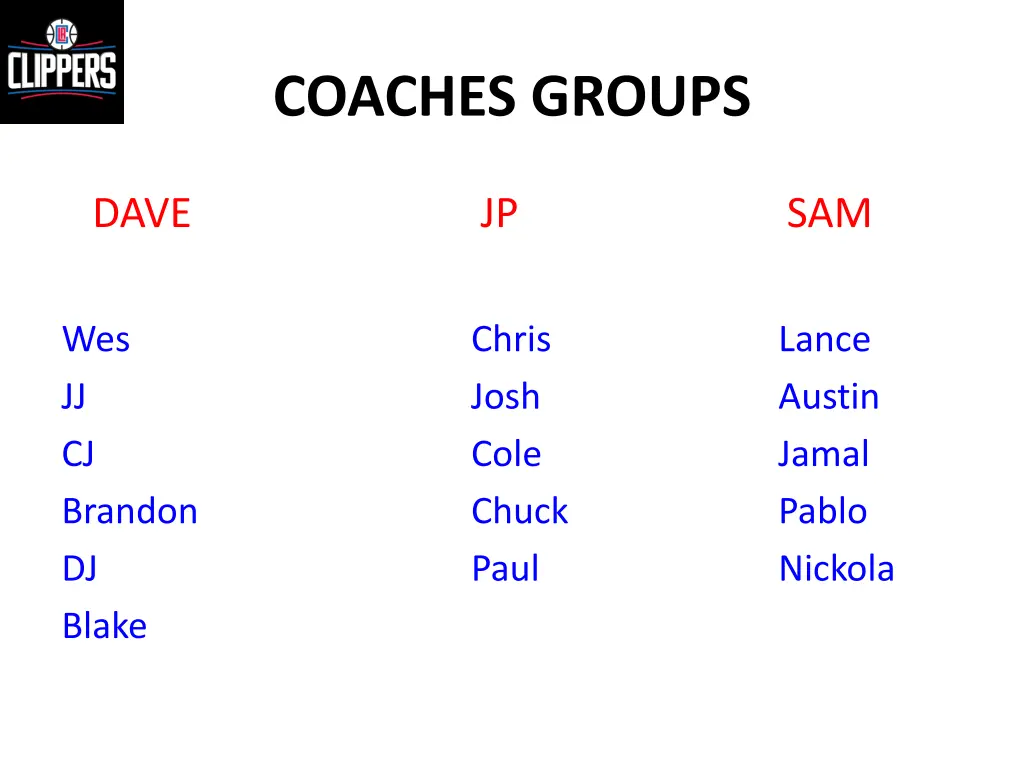 coaches groups