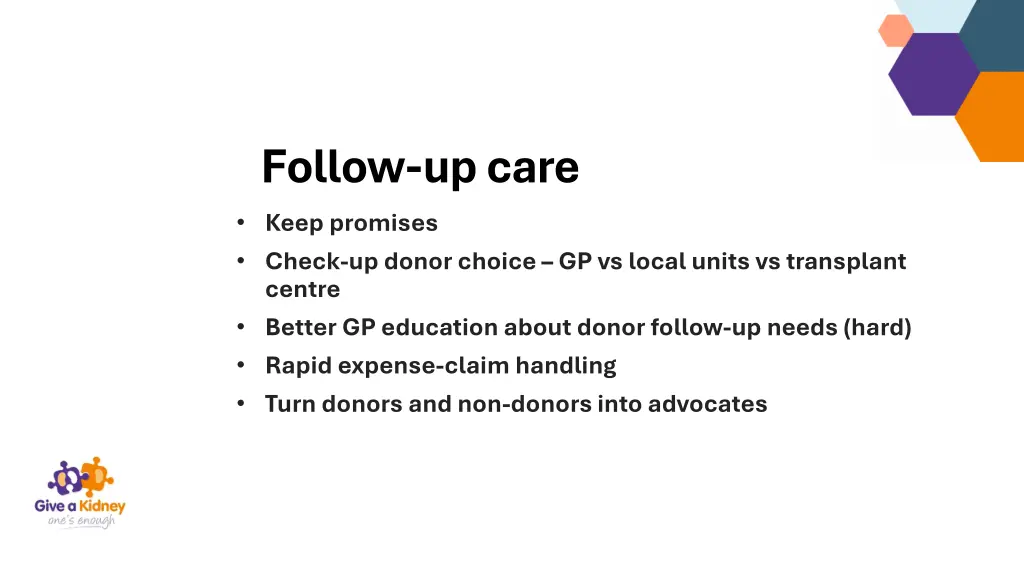follow up care keep promises check up donor