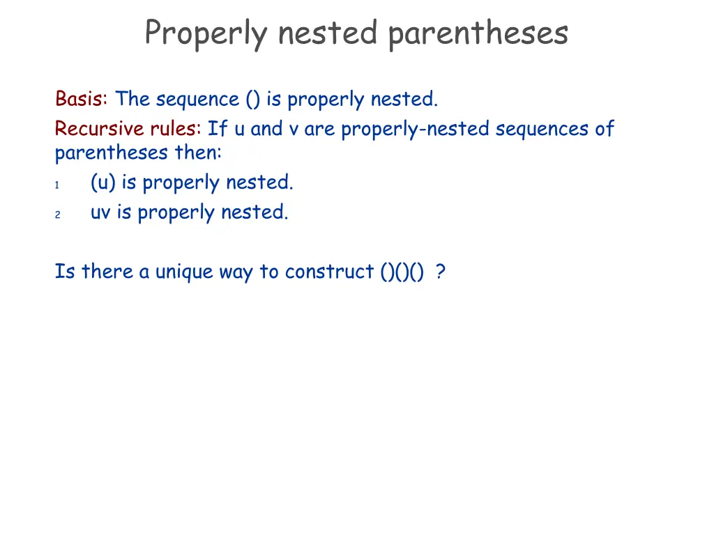 properly nested parentheses