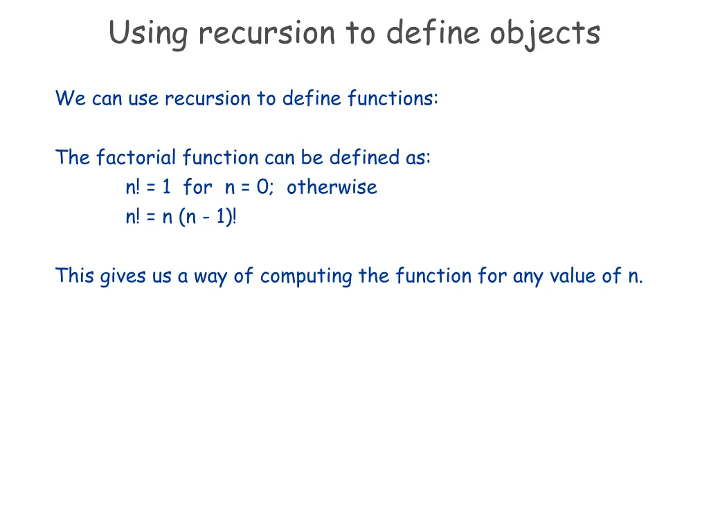 using recursion to define objects