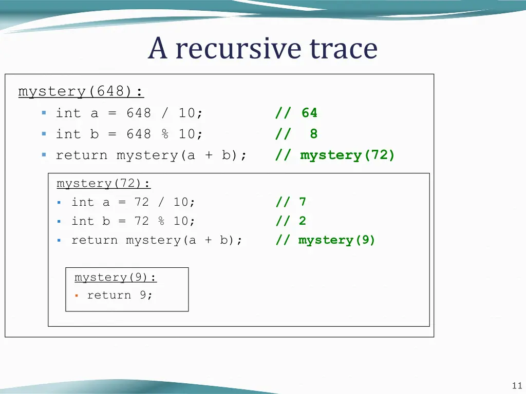 a recursive trace