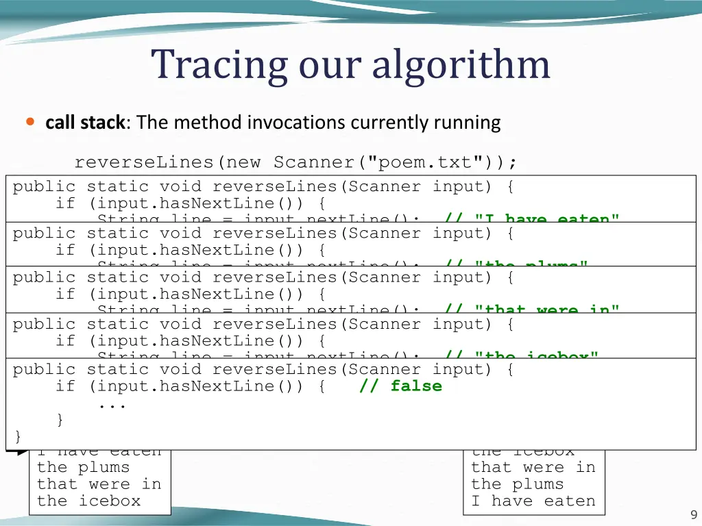 tracing our algorithm