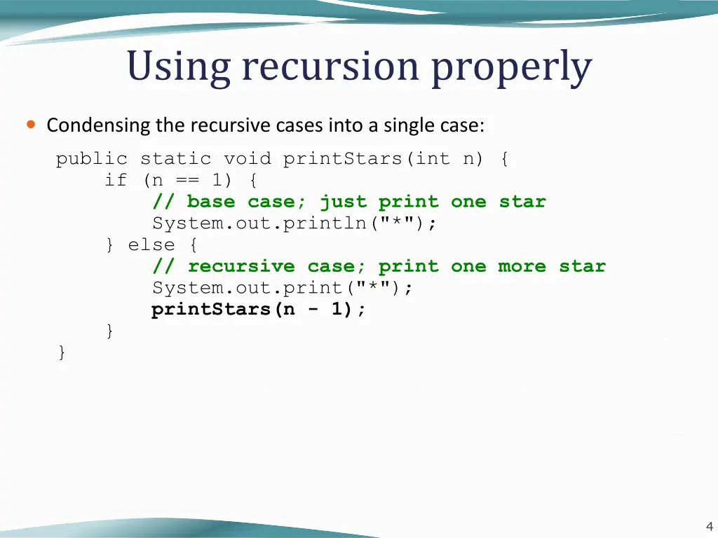 using recursion properly