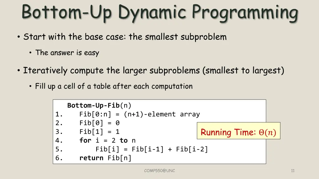 bottom up dynamic programming
