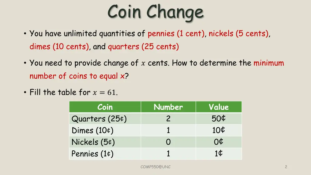 coin change