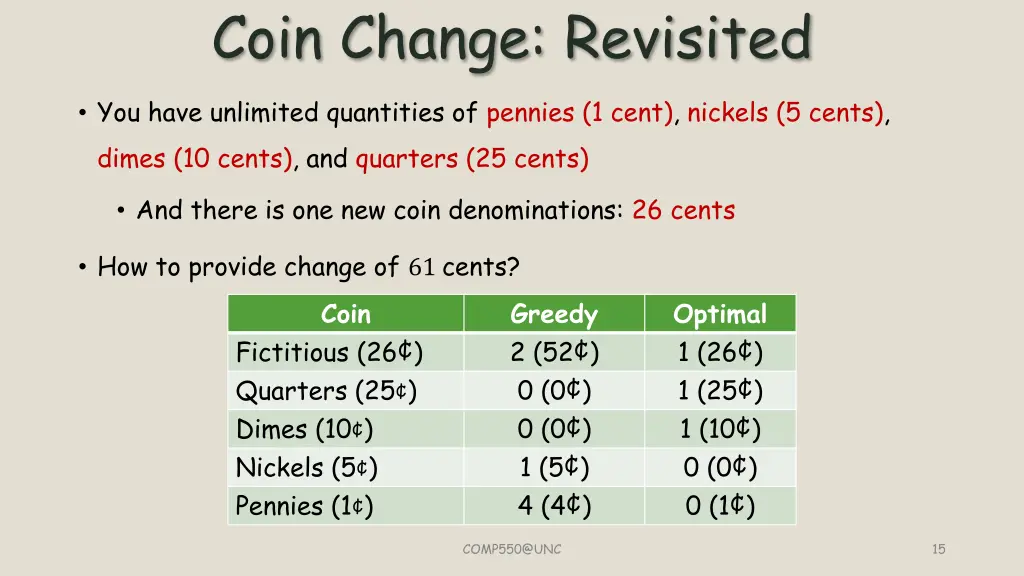 coin change revisited