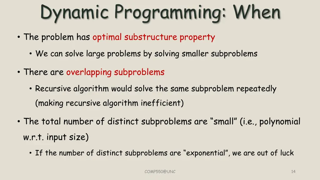 dynamic programming when