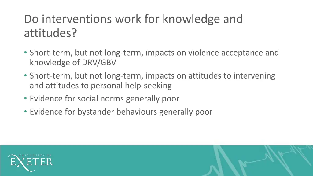 do interventions work for knowledge and attitudes