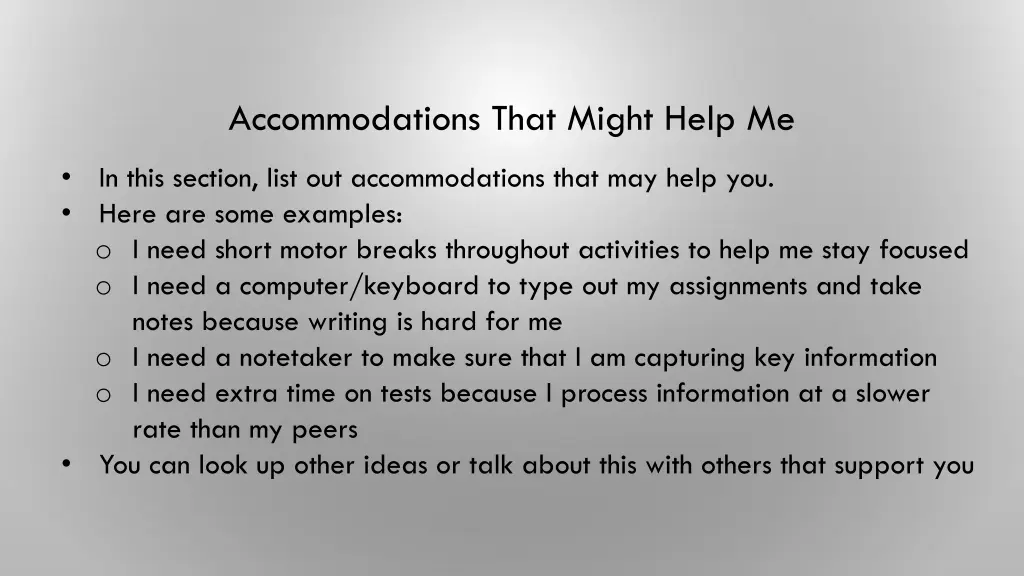 accommodations that might help me