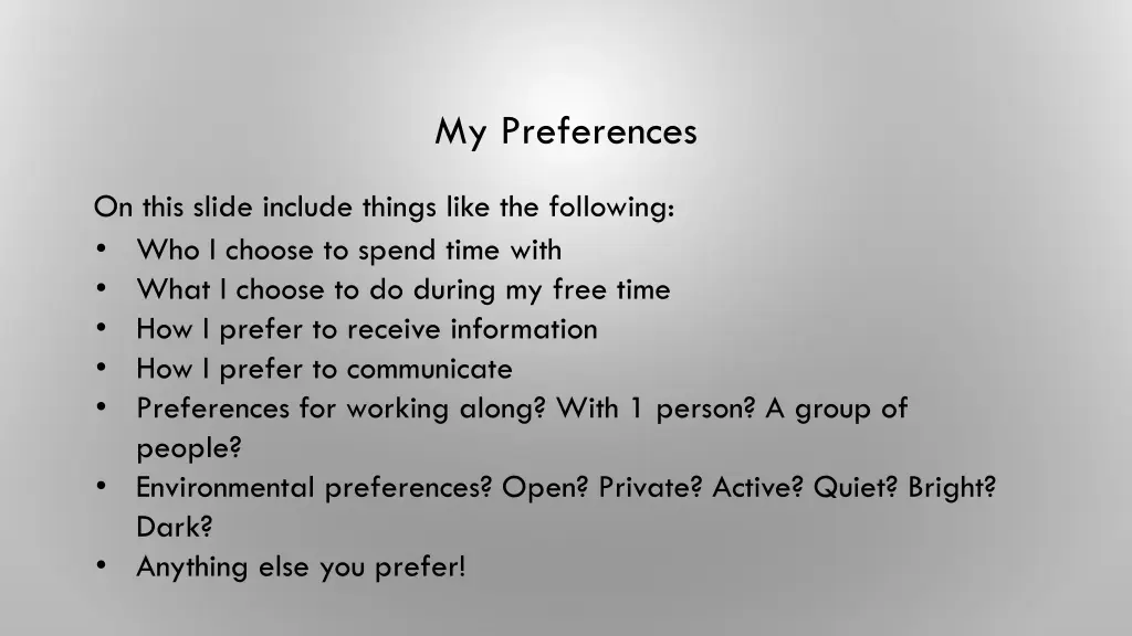 my preferences