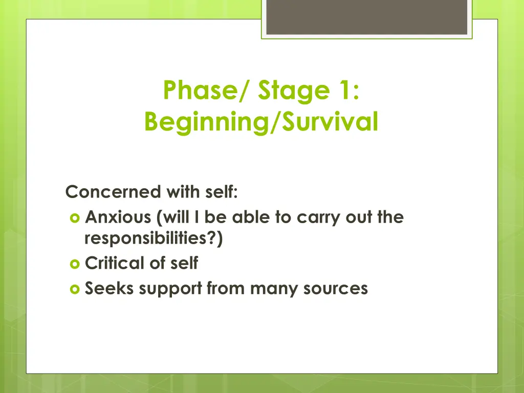 phase stage 1 beginning survival
