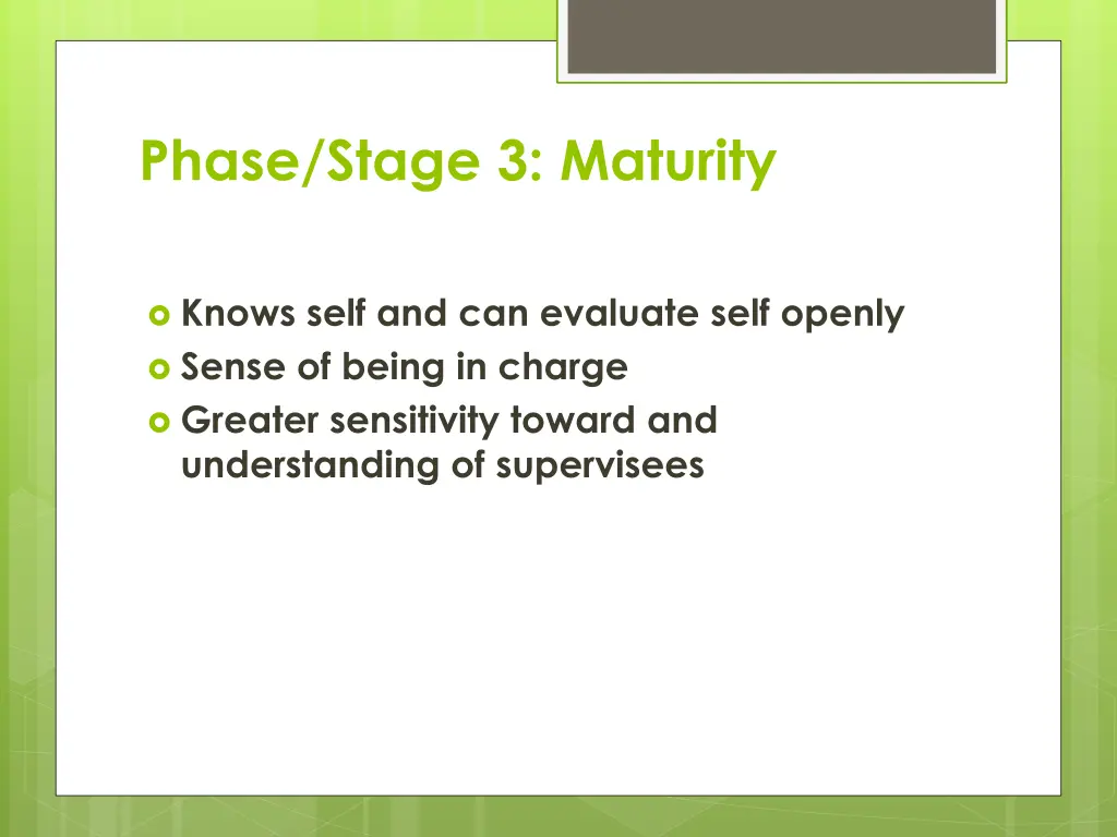 phase stage 3 maturity