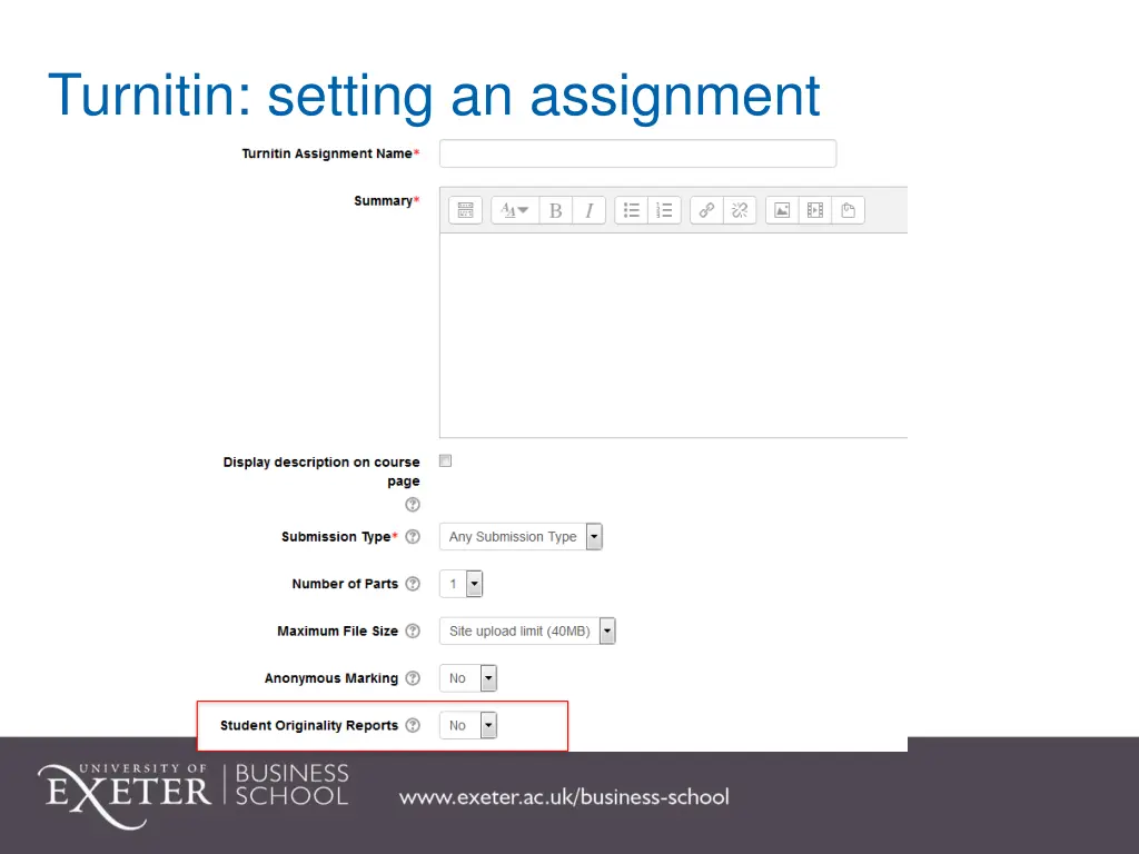 turnitin setting an assignment 1