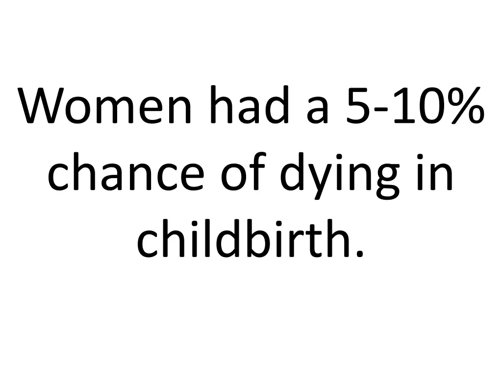 women had a 5 10 chance of dying in childbirth