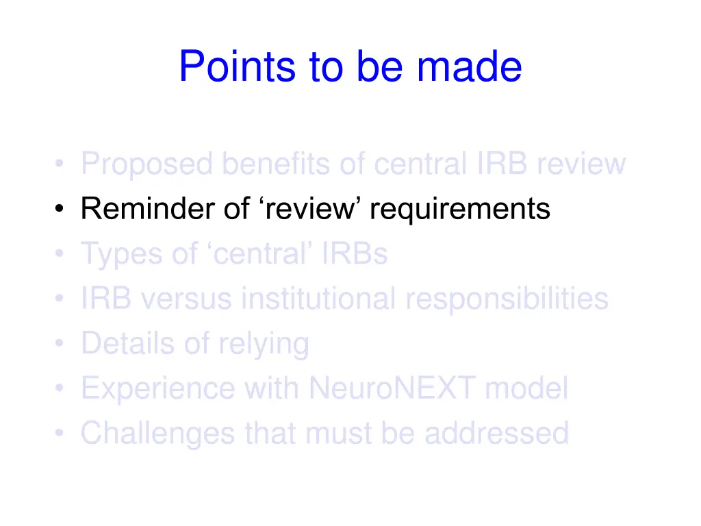 points to be made 1