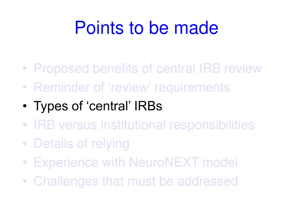 points to be made 2