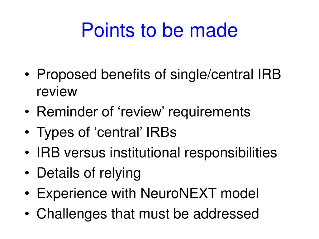 points to be made