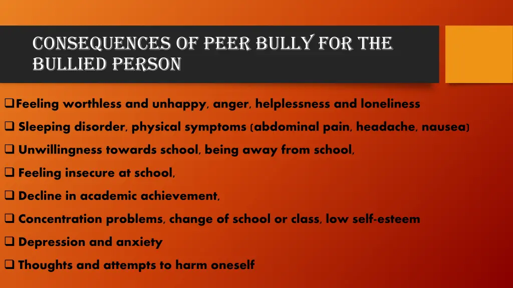 consequences of peer bully for the bullied person
