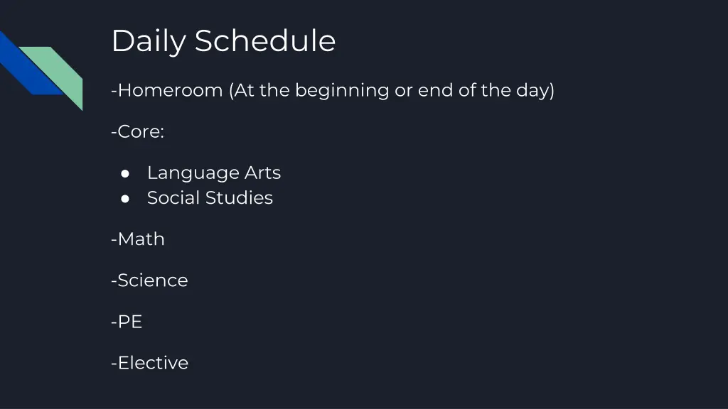 daily schedule