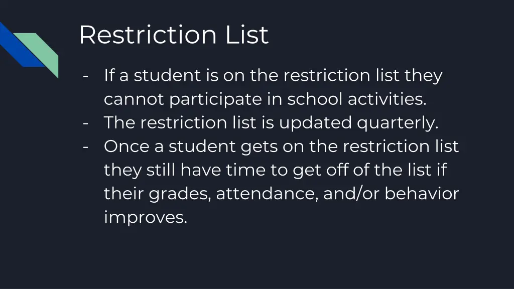 restriction list