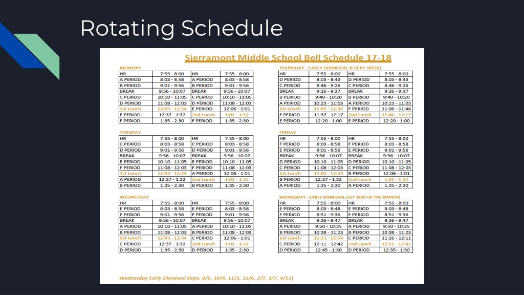 rotating schedule