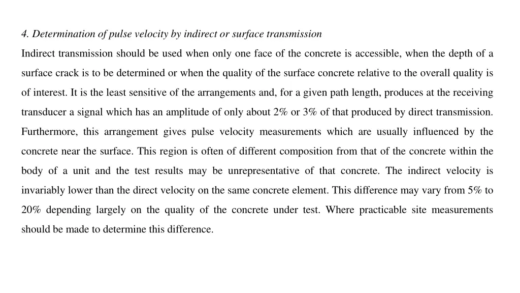 4 determination of pulse velocity by indirect
