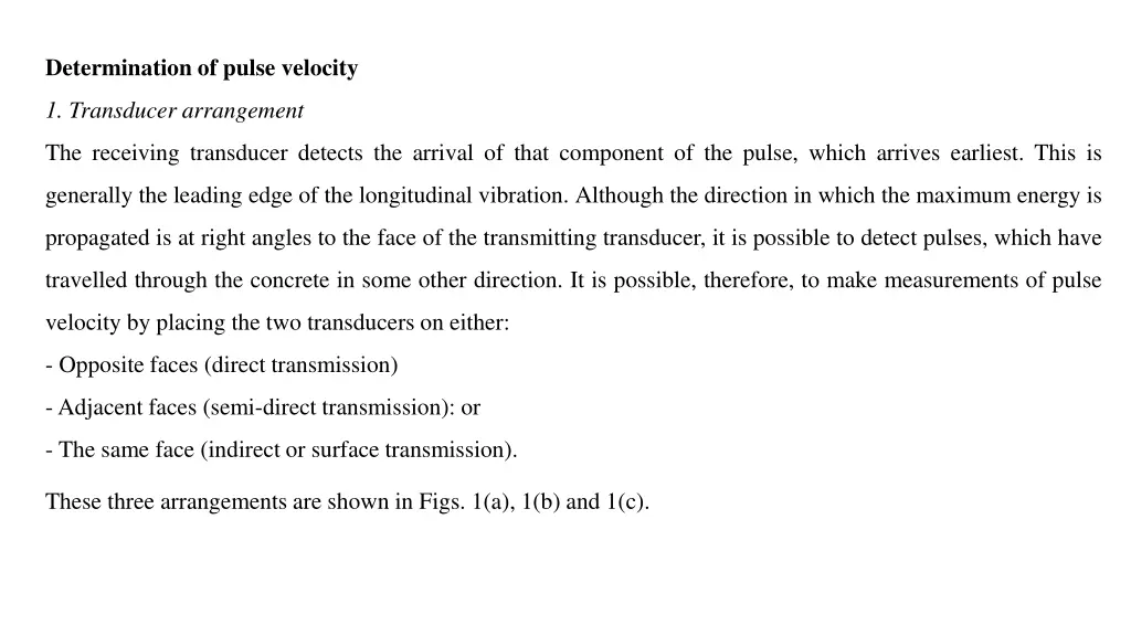 determination of pulse velocity