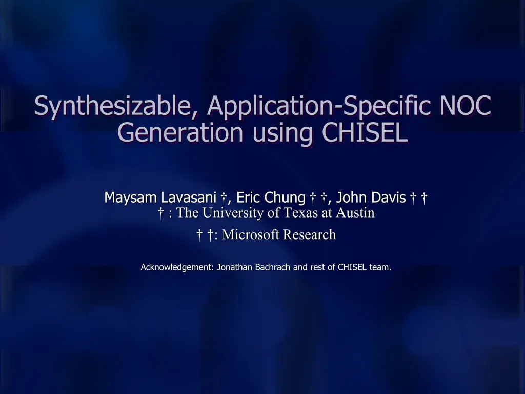 synthesizable application specific noc generation